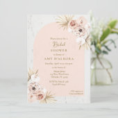 Boho Pink Floral Digital Vrijgezellenfeest Party Kaart (Staand voorkant)