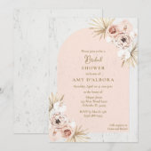 Boho Pink Floral Digital Vrijgezellenfeest Party Kaart (Voorkant / Achterkant)