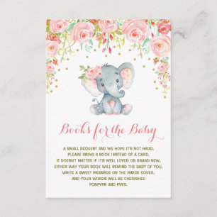 Boho Pink Floral Elephant Breng een boek invoegen  Informatiekaartje