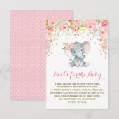 Boho Pink Floral Elephant Breng een boek invoegen Informatiekaartje (Voorkant / Achterkant)