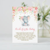 Boho Pink Floral Elephant Breng een boek invoegen Informatiekaartje (Staand voorkant)