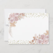 Boho Pink Floral Girl Eerste Heilige Communie Bedankkaart (Achterkant)