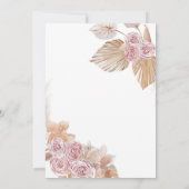 Boho Pink Floral Girl Eerste Heilige Communie Kaart (Achterkant)