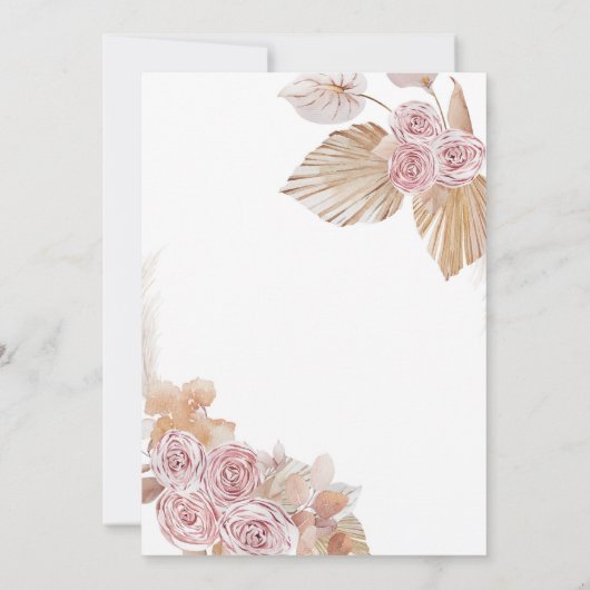 Boho Pink Floral Girl Eerste Heilige Communie Kaart (Achterkant)