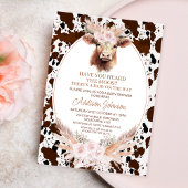 Boho Pink Floral Highland Koe Koeienhuid Baby show Kaart