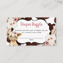 Boho Pink Floral Highland Koe Luier Raffle