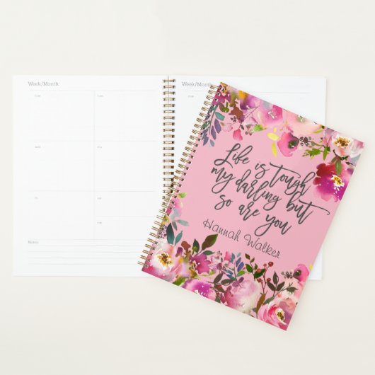 Boho Pink Floral Life is stoer, leven citaten Planner (Display)
