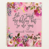 Boho Pink Floral Life is stoer, leven citaten Planner (Voorkant)