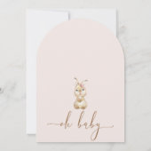 Boho Pink Floral Little Bunny Baby shower Kaart (Achterkant)
