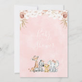 Boho Pink Floral met Palm Leaf Safari Baby shower Kaart (Achterkant)