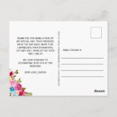 Boho Pink Floral Navy Vrijgezellenfeest Dank u wel Briefkaart (Achterkant)