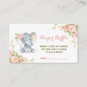 Boho Pink Floral Olifant Luier Raffle Ticket Informatiekaartje (Voorkant)
