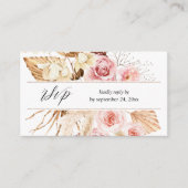 Boho Pink Floral & Pampas Grass 2SM Meal RSVP Informatiekaartje (Voorkant)