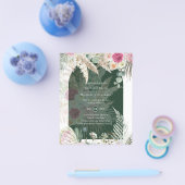 BOHO Pink Floral Pampas Grass Wedding Flyer (Enkel)