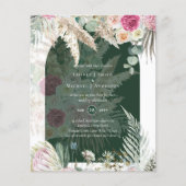 BOHO Pink Floral Pampas Grass Wedding Flyer (Voorkant)