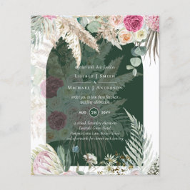 BOHO Pink Floral Pampas Grass Wedding Flyer
