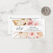 Boho Pink Floral & Pampas Website 2SM Meal RSVP Notitiekaartje (Voorkant / Achterkant in situ)