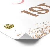 Boho Pink Floral Pumpkin 1e verjaardag Poster (Hoek)