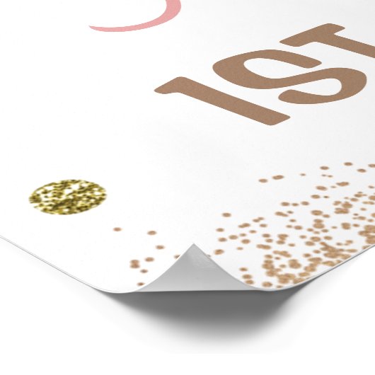 Boho Pink Floral Pumpkin 1e verjaardag Poster (Hoek)