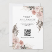 Boho Pink Floral QR Code RSVP Weddenschap Kaart (Achterkant)
