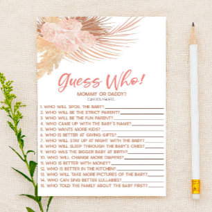 Boho Pink Floral Raad eens wie! Baby shower spel Briefpapier