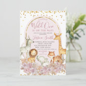 Boho Pink Floral Safari Wild Eén Baby shower Kaart (Staand voorkant)