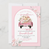 Boho Pink Floral Sweet Pumpkin Truck Baby shower Kaart (Voorkant)