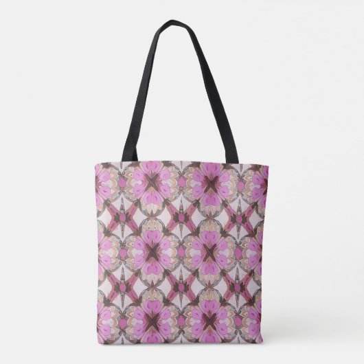 Boho Pink Floral Tote Bag (Achterkant)