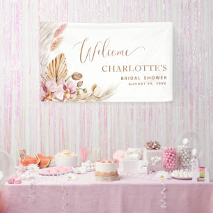 Boho Pink Floral   Vrijgezellenfeest welkomstbanne Spandoek