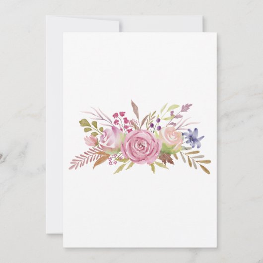 Boho Pink Floral Waterverf Elegant Vrijgezellenfee Kaart (Achterkant)