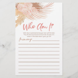 Boho Pink Floral Wie ben ik Vrijgezellenfeest spel Briefpapier
