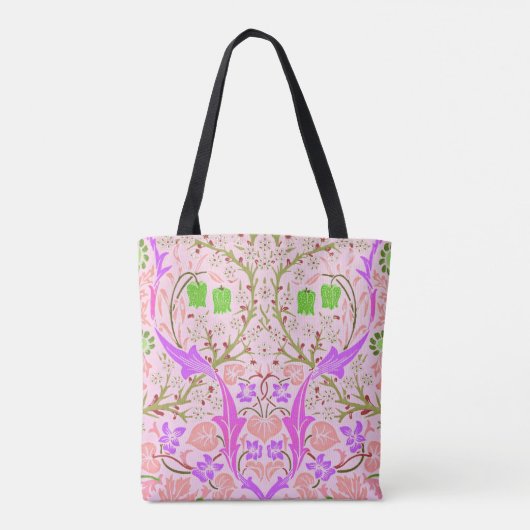 Boho Pink Floral William Morris Art Canvas tas (Achterkant)