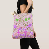 Boho Pink Floral William Morris Art Canvas tas (Dichtbij)