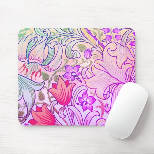 Boho Pink Floral William Morris  Art Muismat (Met muis)