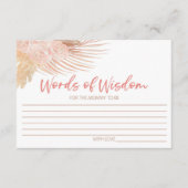 Boho Pink Floral Words of Wisdom Baby shower Advieskaart (Voorkant)