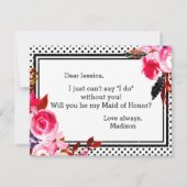 Boho Pink Floral wordt mijn bruidsmeisje Kaart (Achterkant)