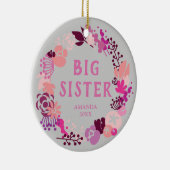 Boho Pink Floral Wreath Specialized Big Sister Keramisch Ornament (Rechts)