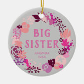 Boho Pink Floral Wreath Specialized Big Sister Keramisch Ornament (Voorkant)