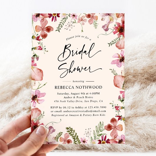 Boho Pink Florals Botanisch Vrijgezellenfeest Kaart