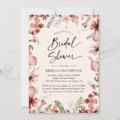 Boho Pink Florals Botanisch Vrijgezellenfeest Kaart (Voorkant)