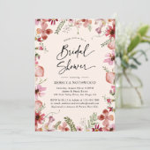 Boho Pink Florals Botanisch Vrijgezellenfeest Kaart (Staand voorkant)