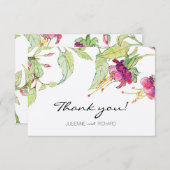 Boho Pink Flowers Modern Weddenschap Hartelijk dan Bedankkaart (Voorkant / Achterkant)