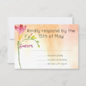 Boho Pink Freesia Sunset Response RSVP Kaartje (Voorkant)