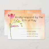 Boho Pink Freesia Sunset Response RSVP Kaartje (Voorkant / Achterkant)
