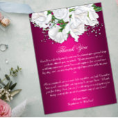 Boho Pink Fuchsia and White Roses Wedding Bedankkaart