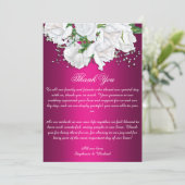 Boho Pink Fuchsia and White Roses Wedding Bedankkaart (Staand voorkant)