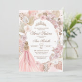 Boho Pink Gedroogde Floral Rozen Sweet 16 verjaard Kaart (Staand voorkant)