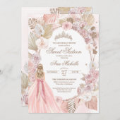 Boho Pink Gedroogde Floral Rozen Sweet 16 verjaard Kaart (Voorkant / Achterkant)
