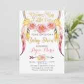 Boho Pink Gold Dreamweaver Baby shower Uitnodiging (Staand voorkant)