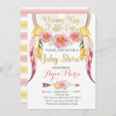 Boho Pink Gold Dreamweaver Baby shower Uitnodiging (Voorkant / Achterkant)